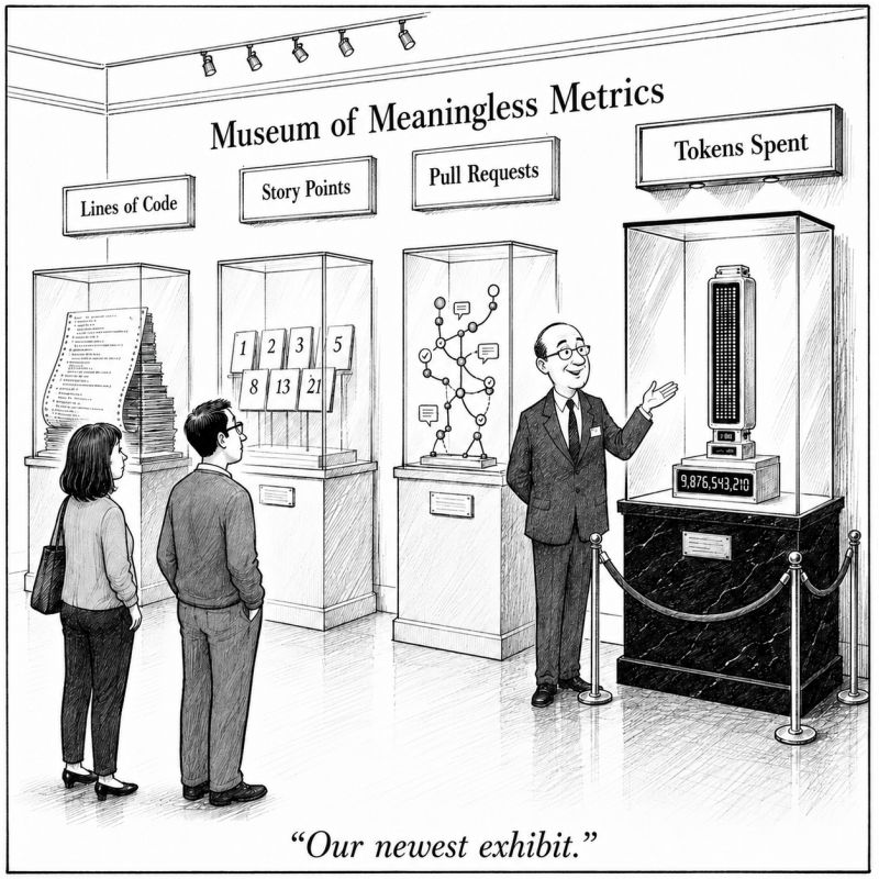 Musuem of Meaningless Metrics: Lines of Code, Story Points, Pull Requests, and "our newest exhibit," Tokens Spent.